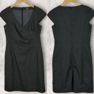 MEXX Grey Cap Sleeve Sheath Dress Size‎ 8 Business Casual V-Neck Professional